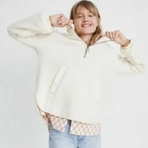 Madewell polartec fleece pullover teddy 1/4 zip