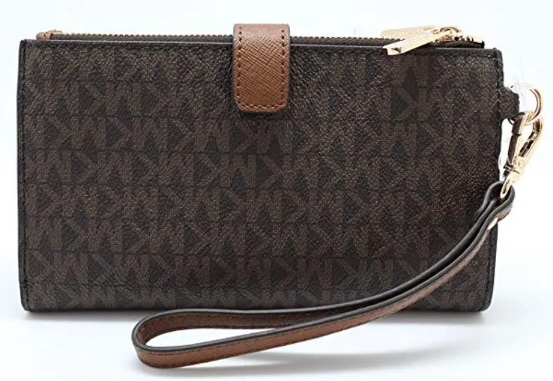 Michael Kors JetSet Double Zip Wristlet PhoneWallet Brown