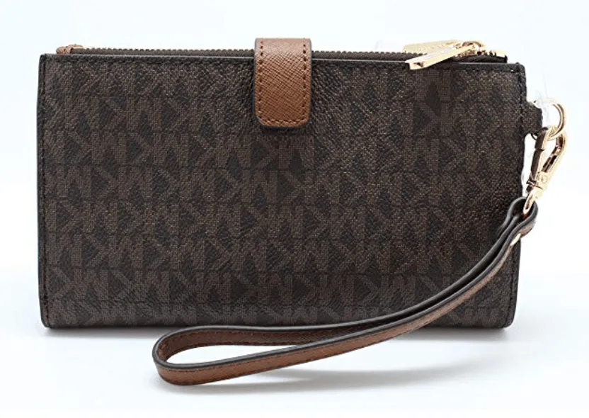 Michael Kors JetSet Double Zip Wristlet PhoneWallet Brown