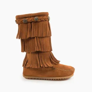 Minnetonka Brown Three Layer Fringe Boot-Child