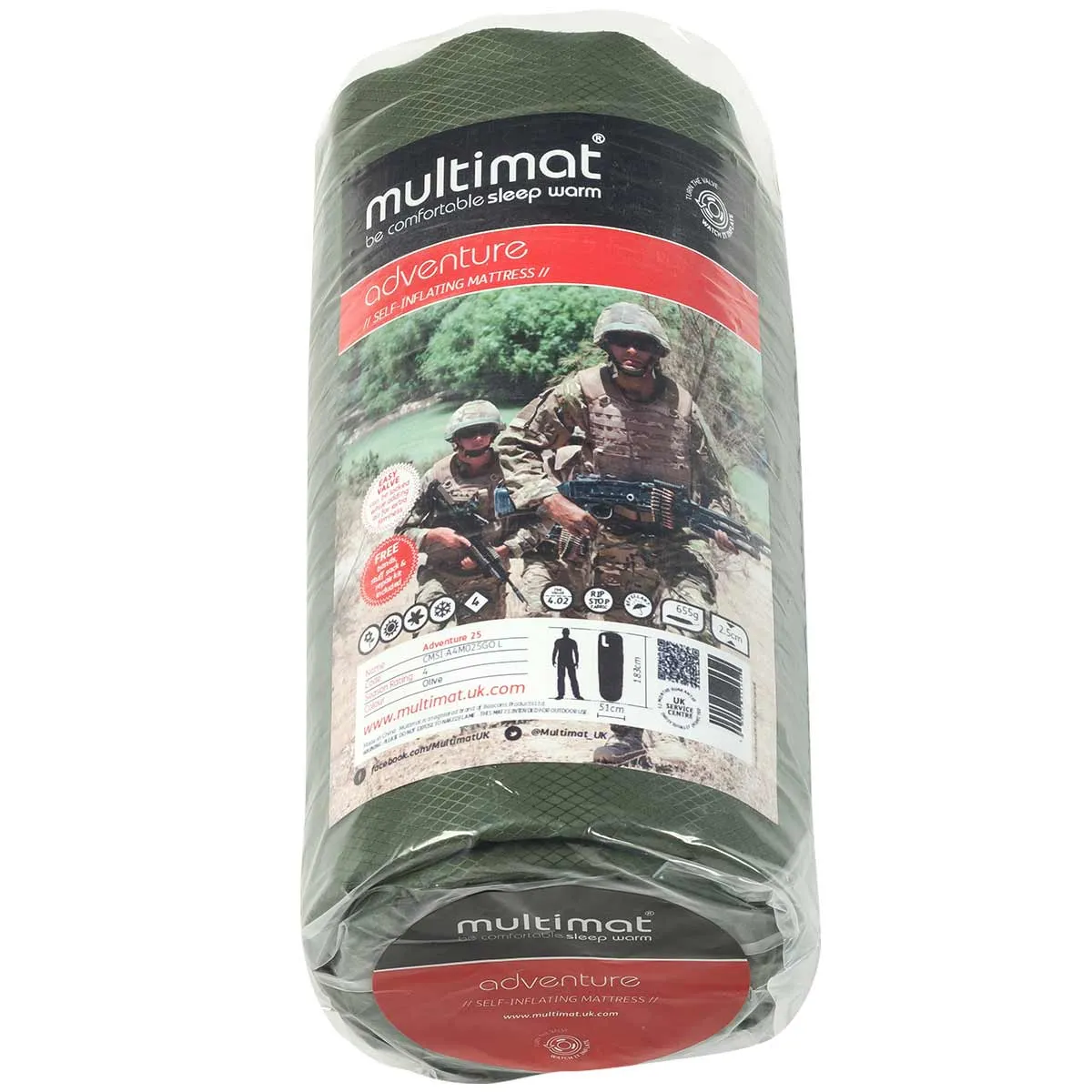Multimat Adventure 25 Self Inflating Camping Mat MOD Green