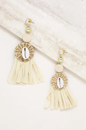 Natural Babe Woven Shell Fringe Dangles