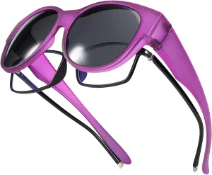 NEW Br’Guras Oversized Polarized Fit over Sunglasses Over Glasses for Men and Women (Matte deep purple)