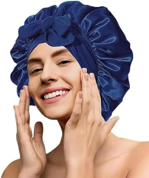NEW Retails $50 Velanico Hair Bonnet, Silk Satin Hair Bonnet Sleeping Cap for Women, Soft and Comfortable Curly Hair Wrap Bonnet, NAVY