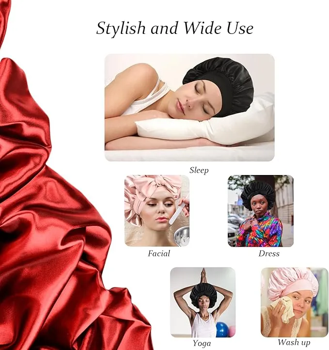 NEW Retails $50 Velanico Hair Bonnet, Silk Satin Hair Bonnet Sleeping Cap for Women, Soft and Comfortable Curly Hair Wrap Bonnet, NAVY