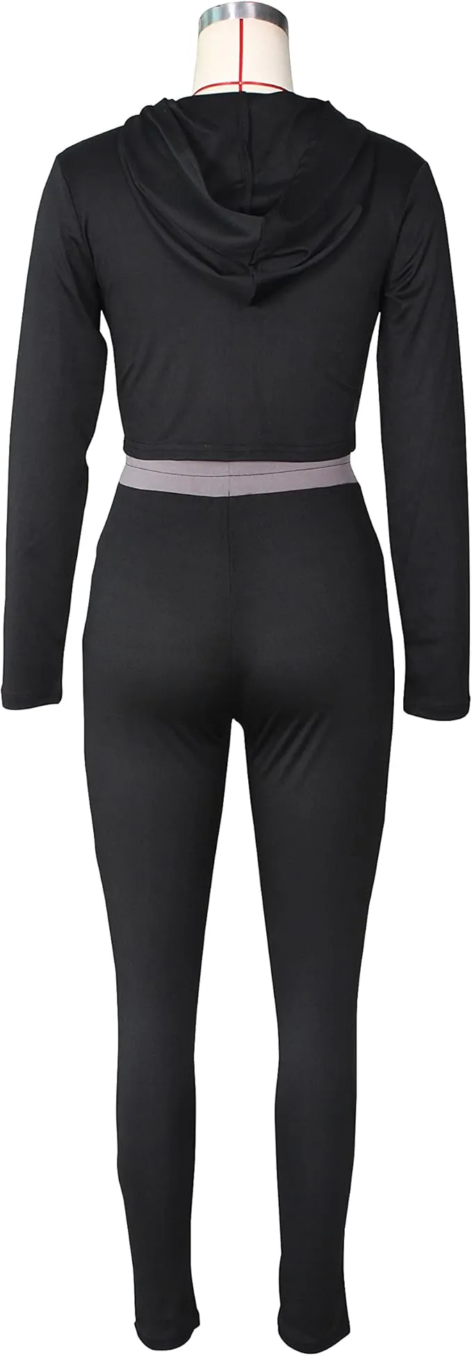 NEW Retails $65, Erichman Women's 2 PCS Fashion Stitching Colors Yoga Sports Suit Long Sleeve Front Zip Hooded Top High Waist Leggings, Sz M
