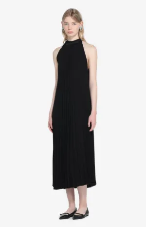 No'21 Pleated Woven Dress- Black