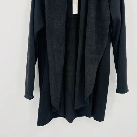 NWT DREW Size Small Black Morrison Cozy Fleece Open Front Cardigan Sweater