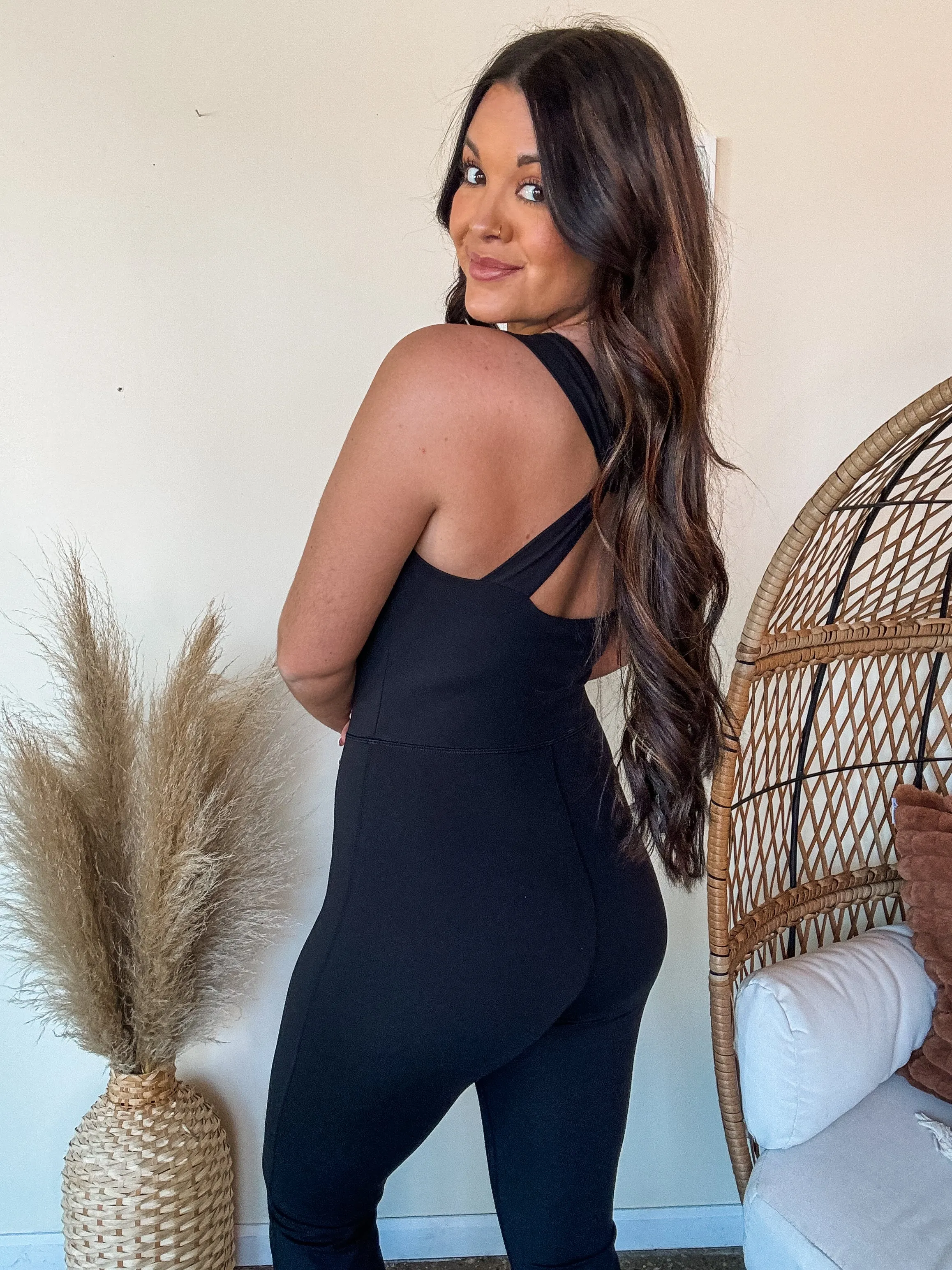 OPEN BACK ONE PIECE FLARED ROMPER