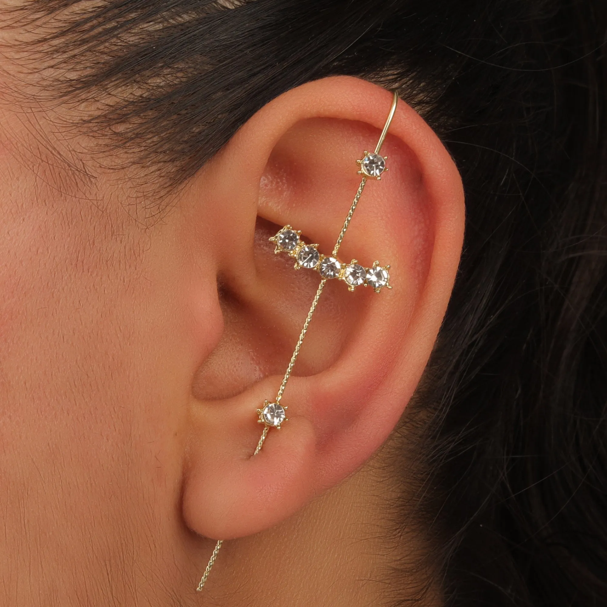 Pack Of 2 Gold Plated Zircon Studded Ear Cuff
