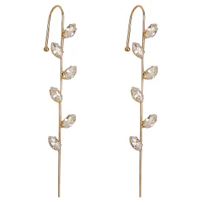 Pack Of 2 Gold Plated Zircon Studded Leaf Ear Cuff
