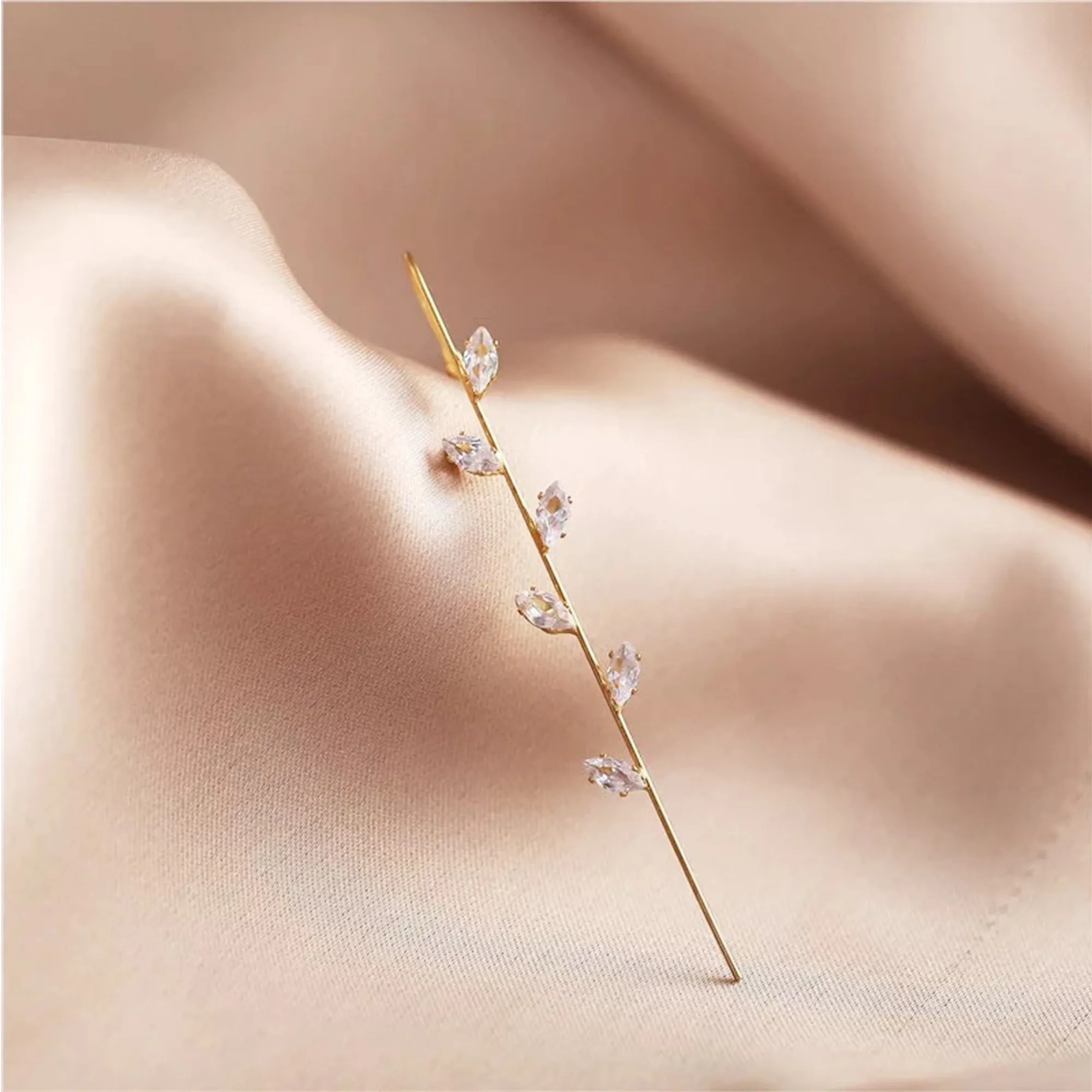 Pack Of 2 Gold Plated Zircon Studded Leaf Ear Cuff
