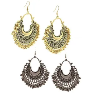 Pack of 2 Golden and Silver Chandbali Jhumki