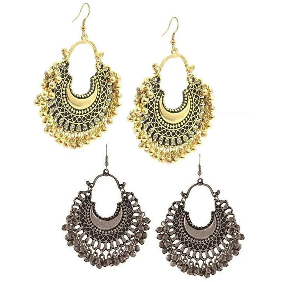Pack of 2 Golden and Silver Chandbali Jhumki