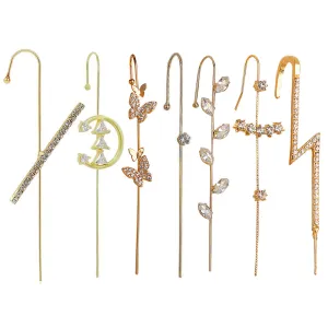 Pack of 7 Leaf Thunderbolt Cross Butterfly Ear Cuff