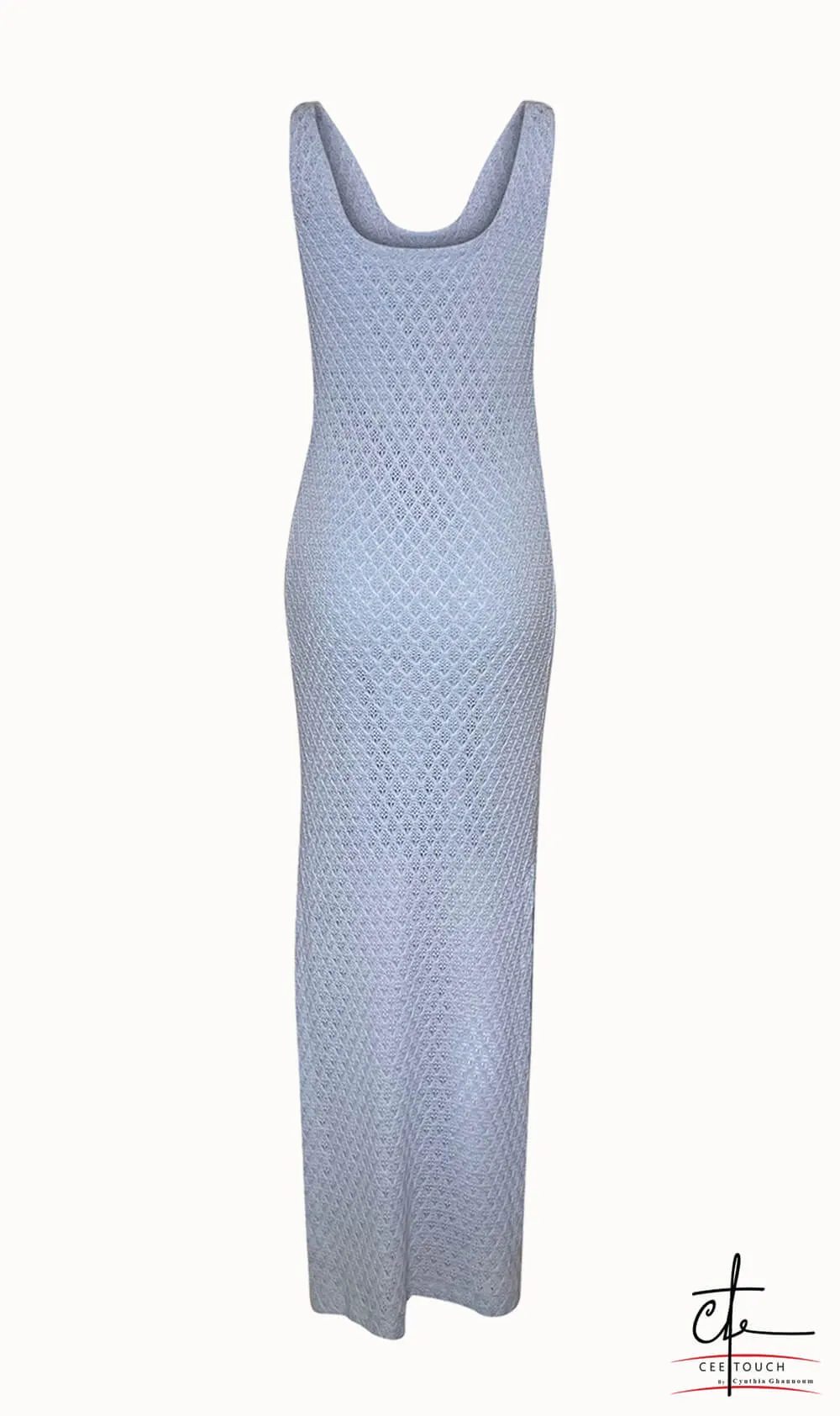 Pastel Blue Knitted Maxi Dress