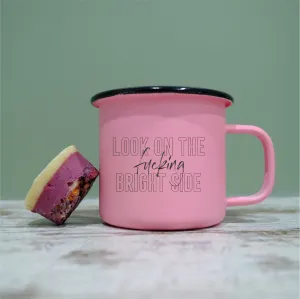 Pastel Matt Enamel Mug 360ml - Look on the fucking bright side
