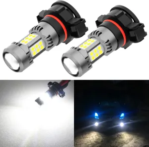 Phinlion 2504 PSX24W 12276 LED Fog Light Bulbs, 3200 Lumens Super Bright, 6000K Xenon White, 3030 30 SMD Chips, DRL Replacement Lamps for Cars, Trucks, SUVs