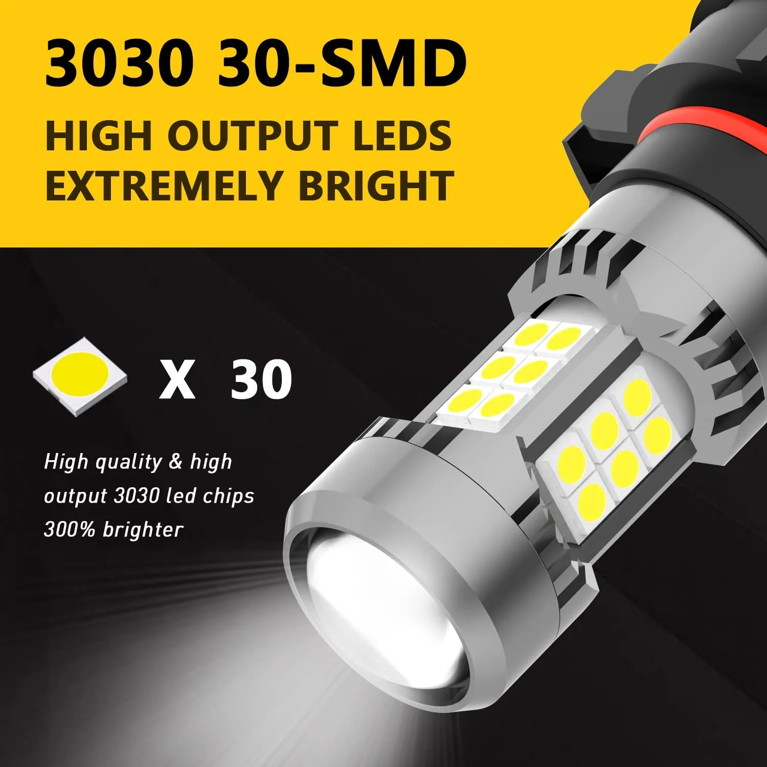 Phinlion 2504 PSX24W 12276 LED Fog Light Bulbs, 3200 Lumens Super Bright, 6000K Xenon White, 3030 30 SMD Chips, DRL Replacement Lamps for Cars, Trucks, SUVs