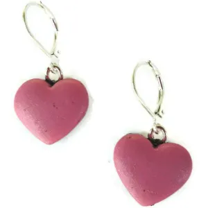 Pink Heart Earrings - Matte Dangle