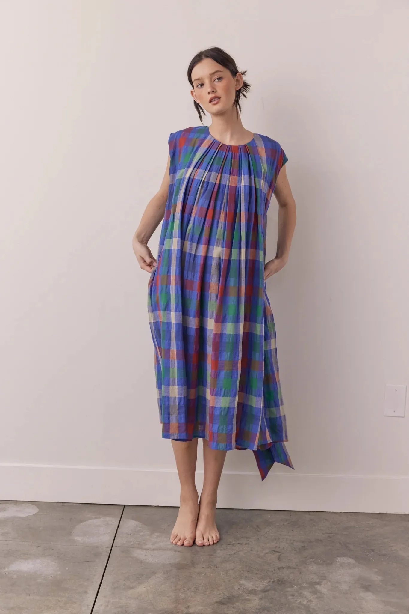 Pleated Tie Knee Dress