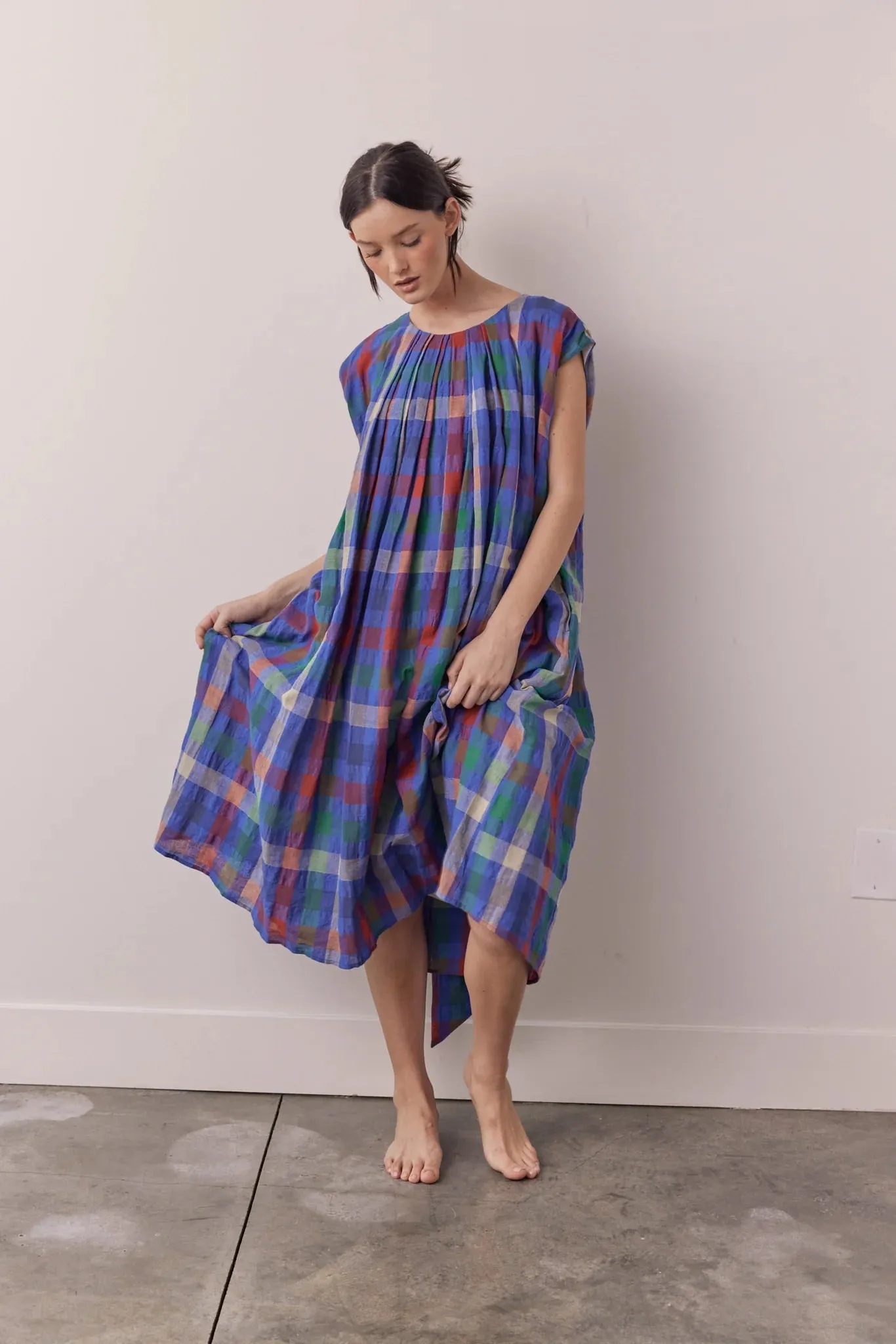 Pleated Tie Knee Dress