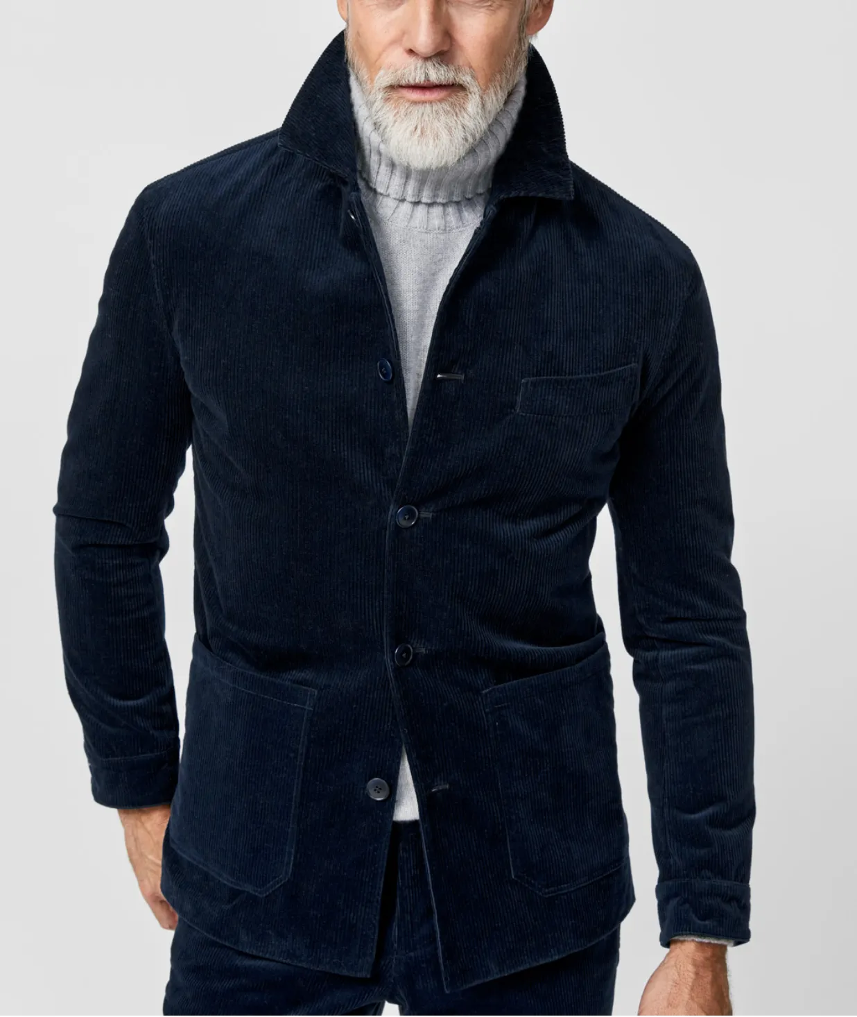 Pontoglio Navy Stretch Cotton Corduroy