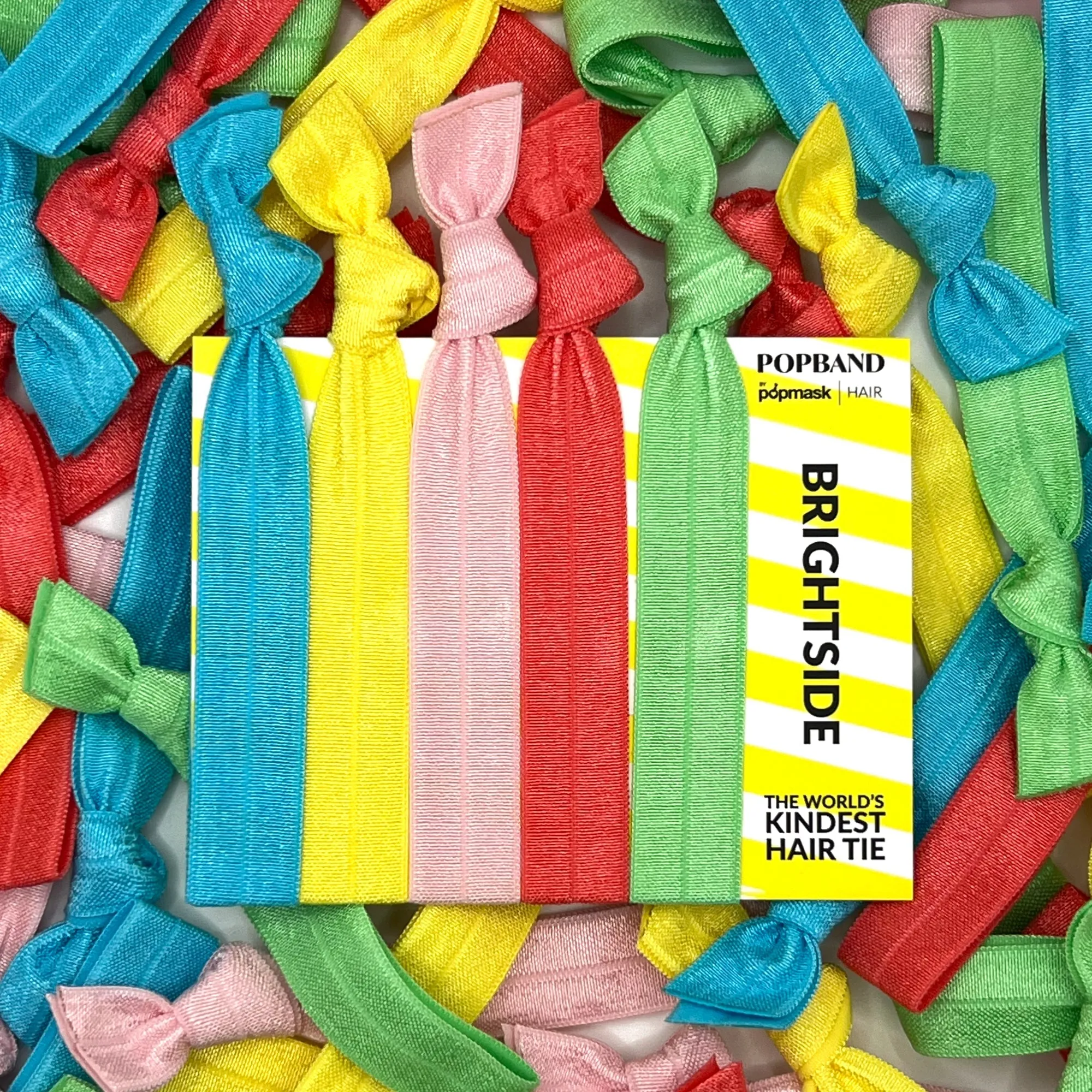 Popband Bright Side - 5 Pack of Soft, Stretchy 'No Dent' Hair Ties - Colourful