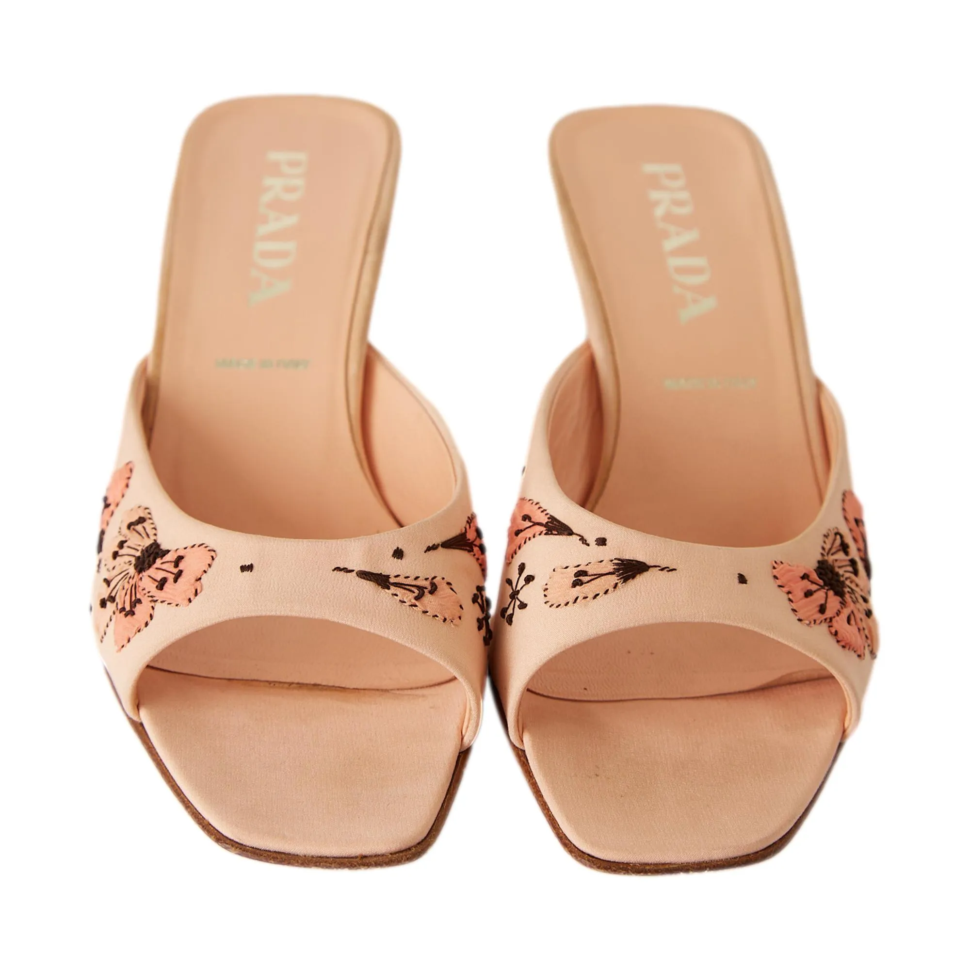 Prada Pink Embroidered Kitten Heels