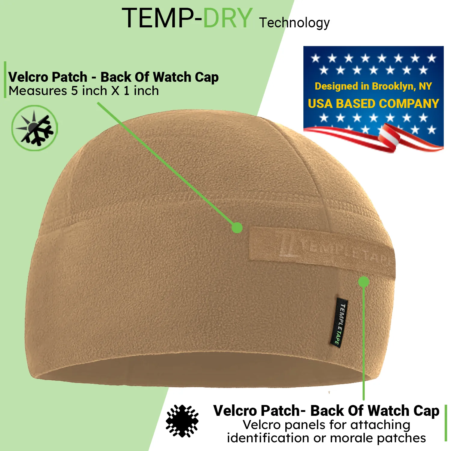 Premium Brushed Fleece Tactical  Watch Cap Warm Beanie - Patch Beanies