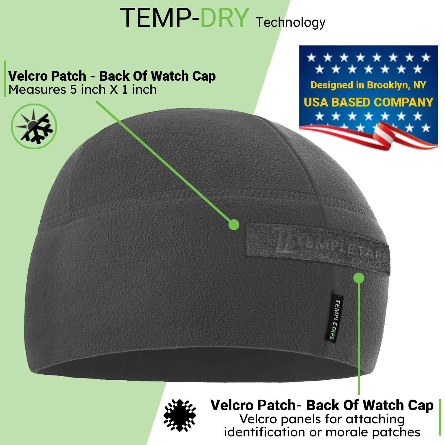 Premium Brushed Fleece Tactical  Watch Cap Warm Beanie - Patch Beanies