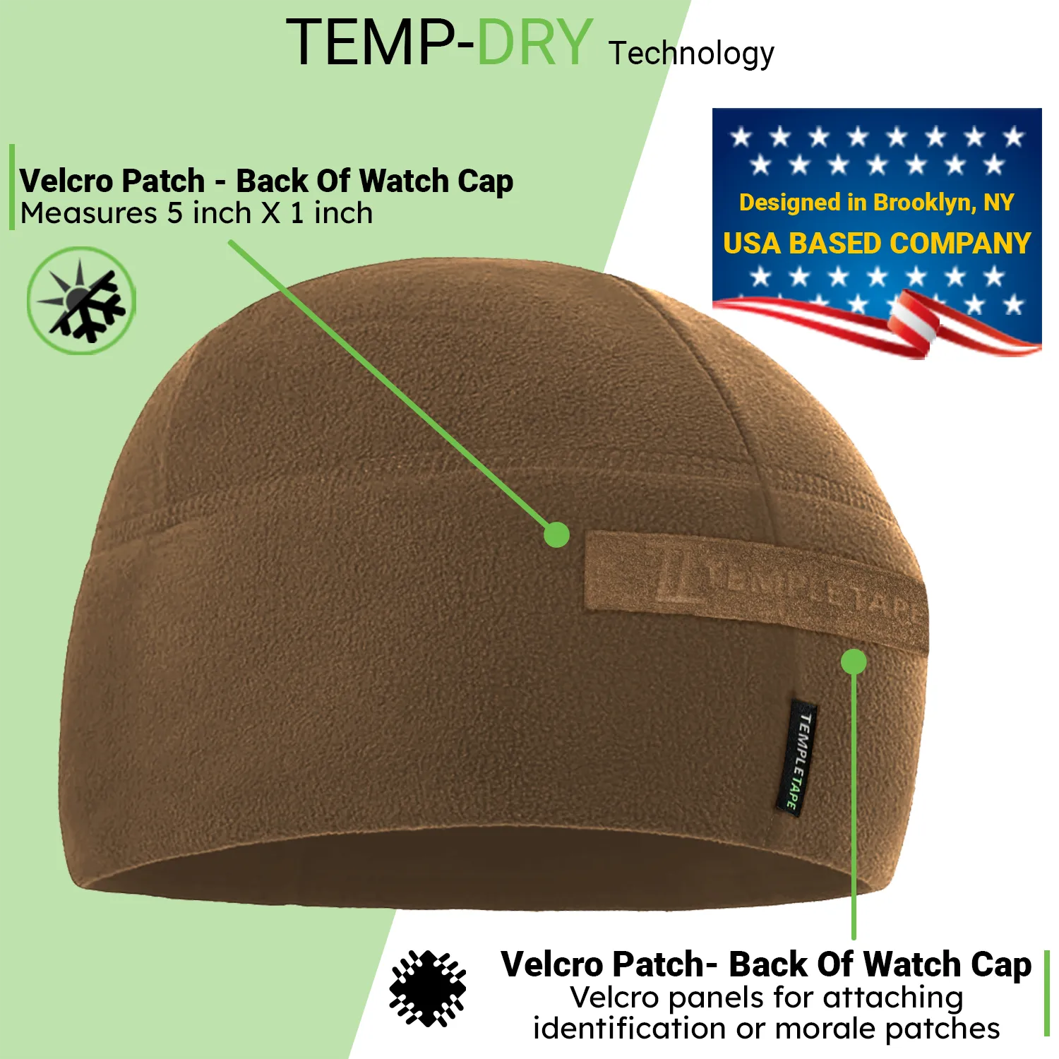 Premium Brushed Fleece Tactical  Watch Cap Warm Beanie - Patch Beanies