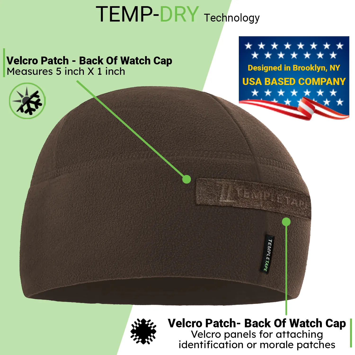 Premium Brushed Fleece Tactical  Watch Cap Warm Beanie - Patch Beanies