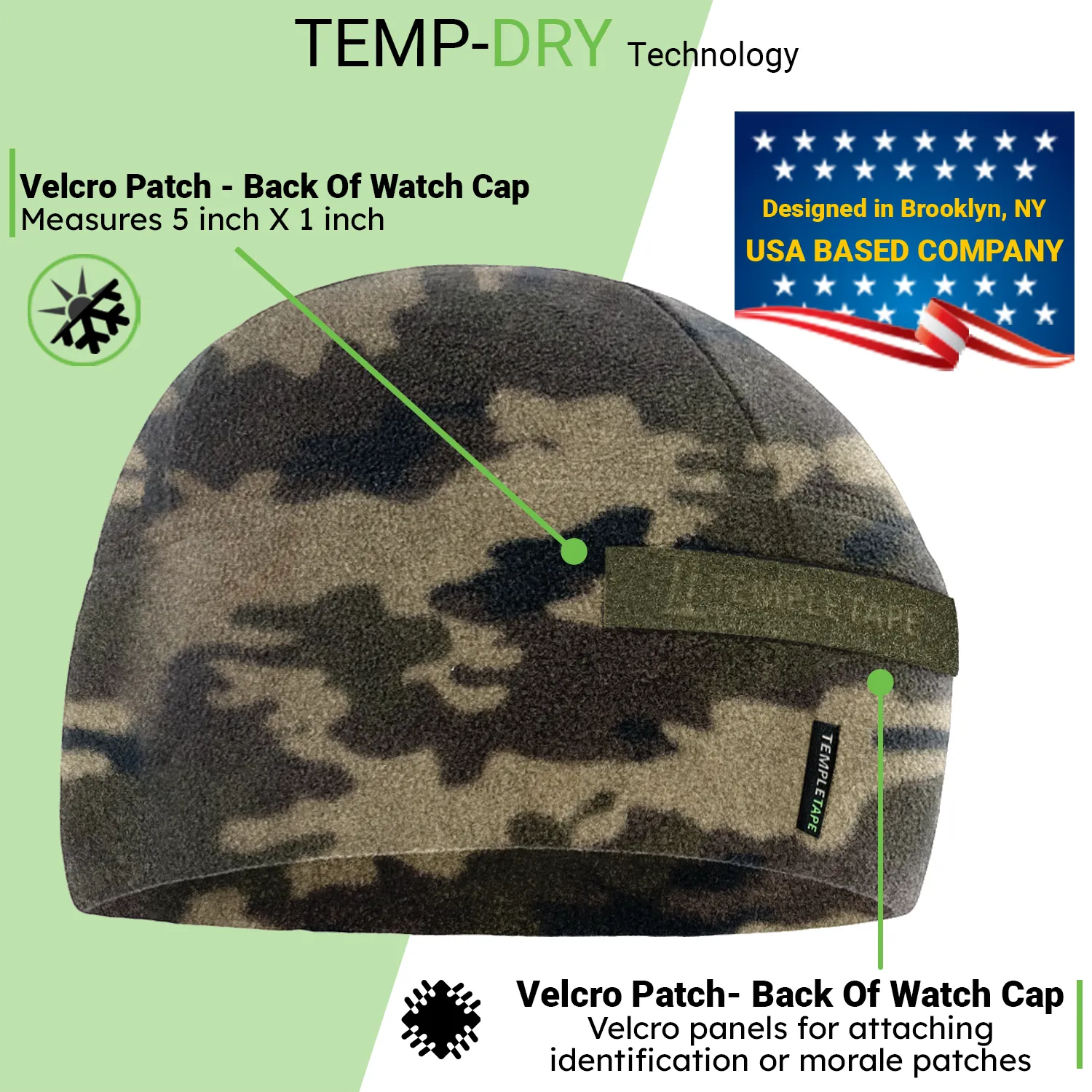 Premium Brushed Fleece Tactical  Watch Cap Warm Beanie - Patch Beanies