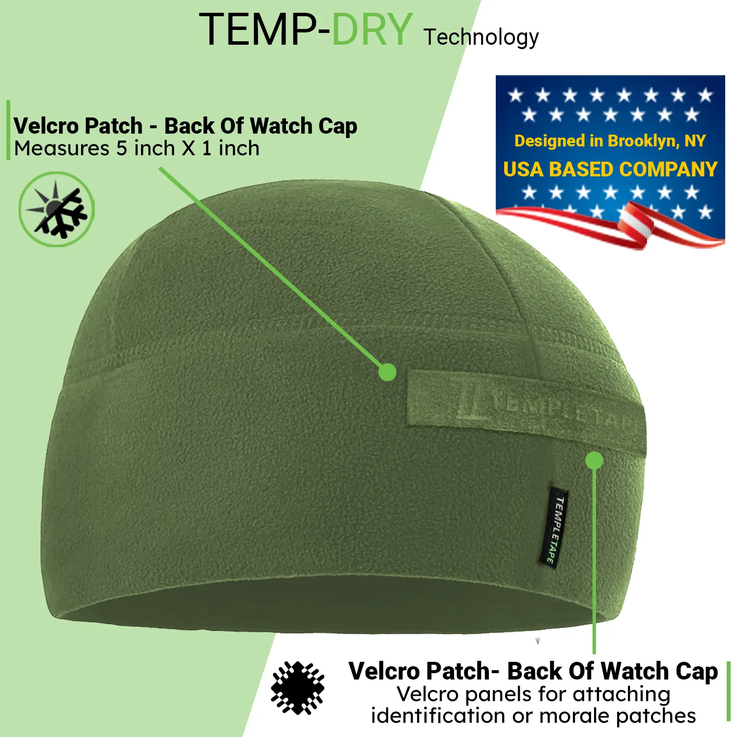 Premium Brushed Fleece Tactical  Watch Cap Warm Beanie - Patch Beanies