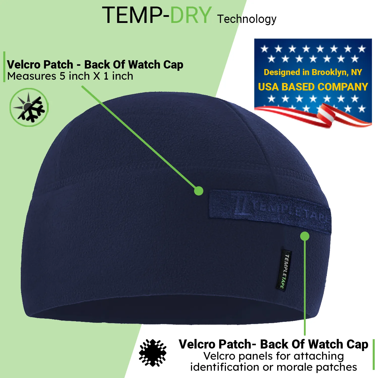Premium Brushed Fleece Tactical  Watch Cap Warm Beanie - Patch Beanies
