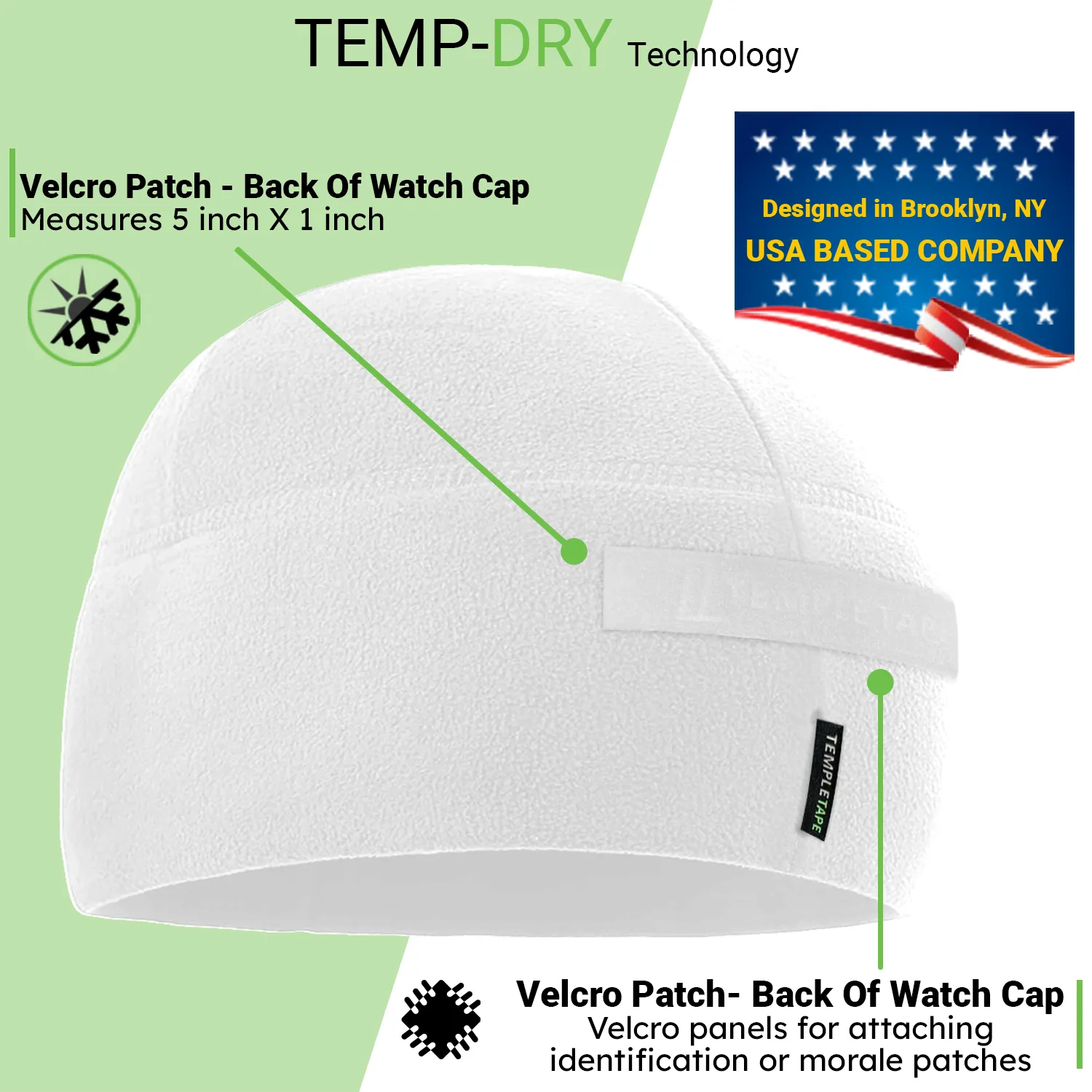 Premium Brushed Fleece Tactical  Watch Cap Warm Beanie - Patch Beanies