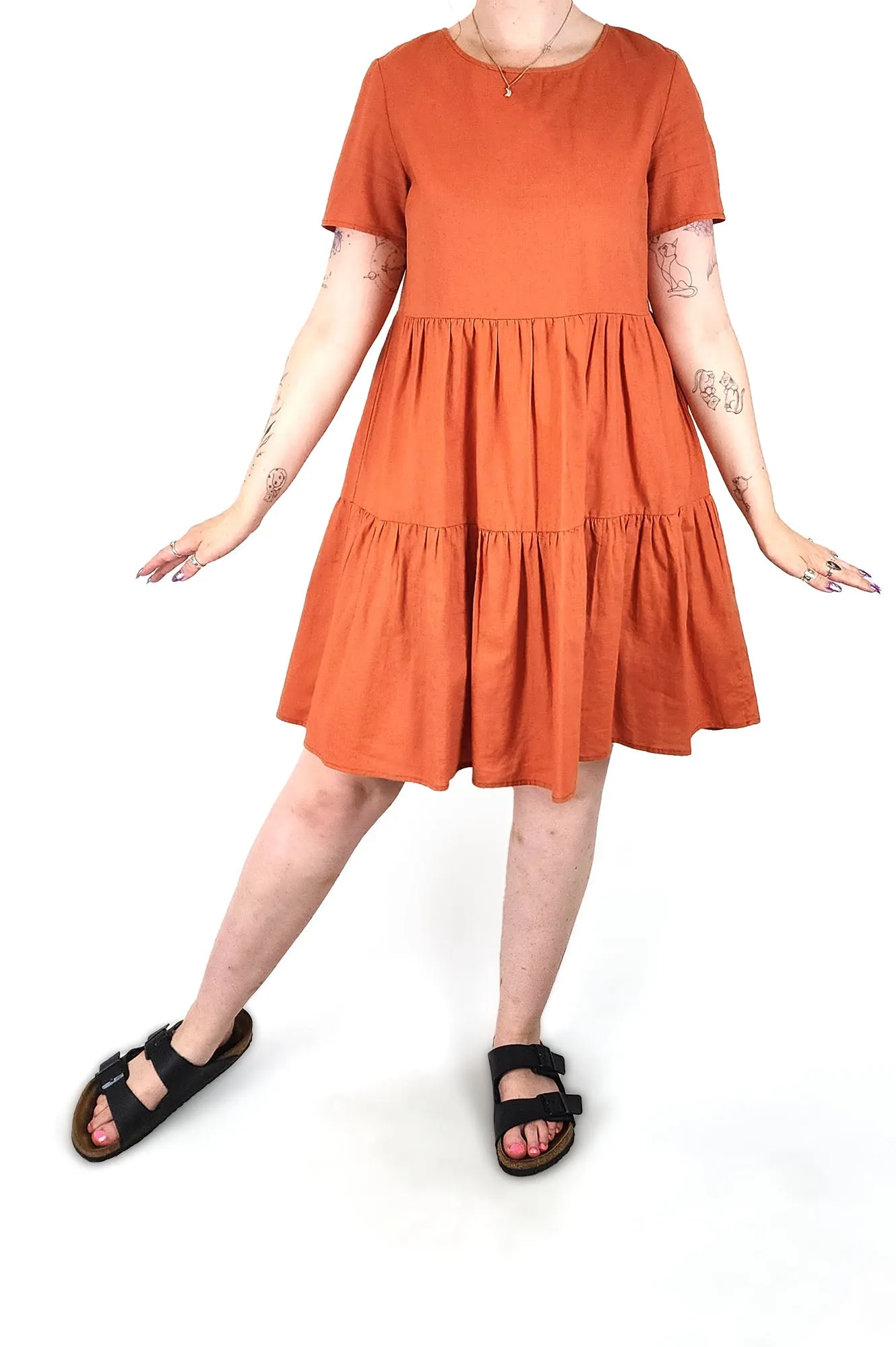 Princess Highway orange linen mix dress size 12