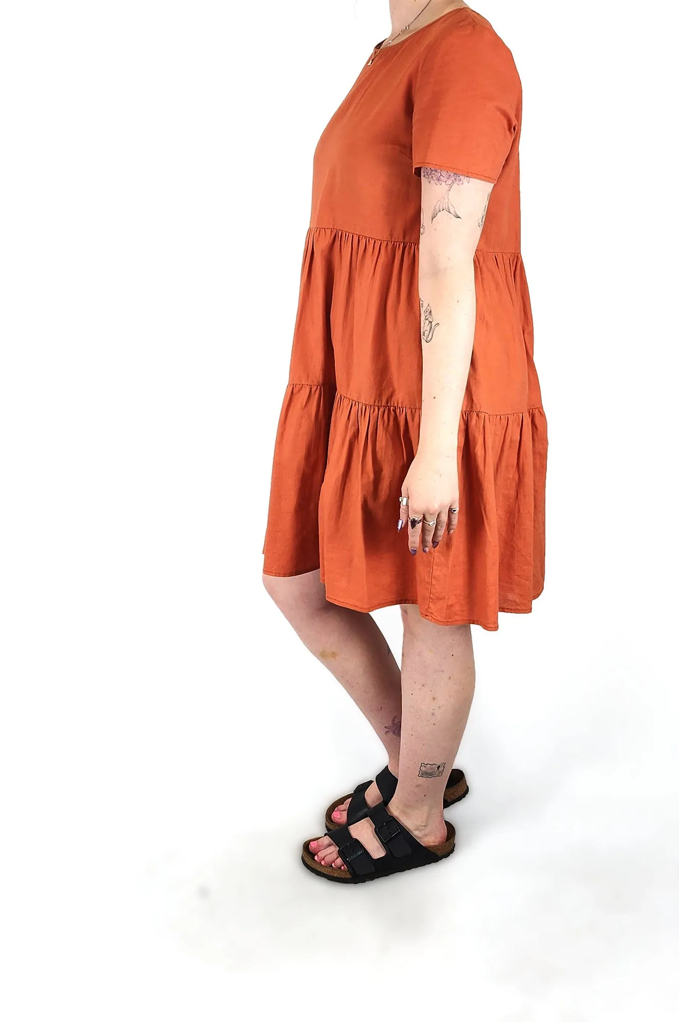 Princess Highway orange linen mix dress size 12