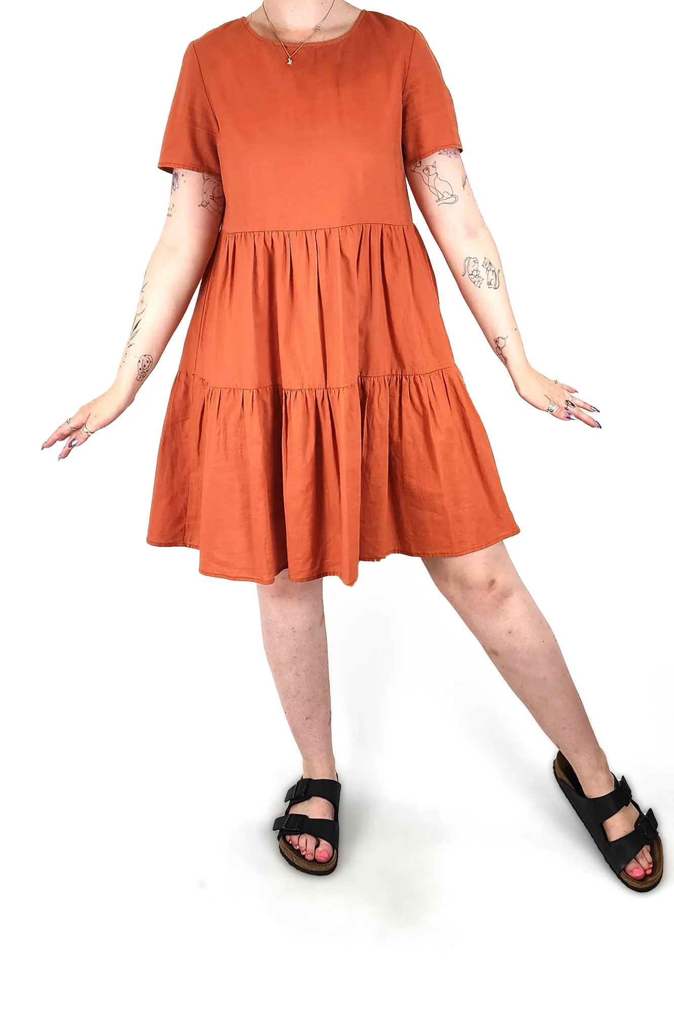 Princess Highway orange linen mix dress size 12