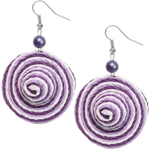 Purple Swirl Bead Woven Dangle Earrings