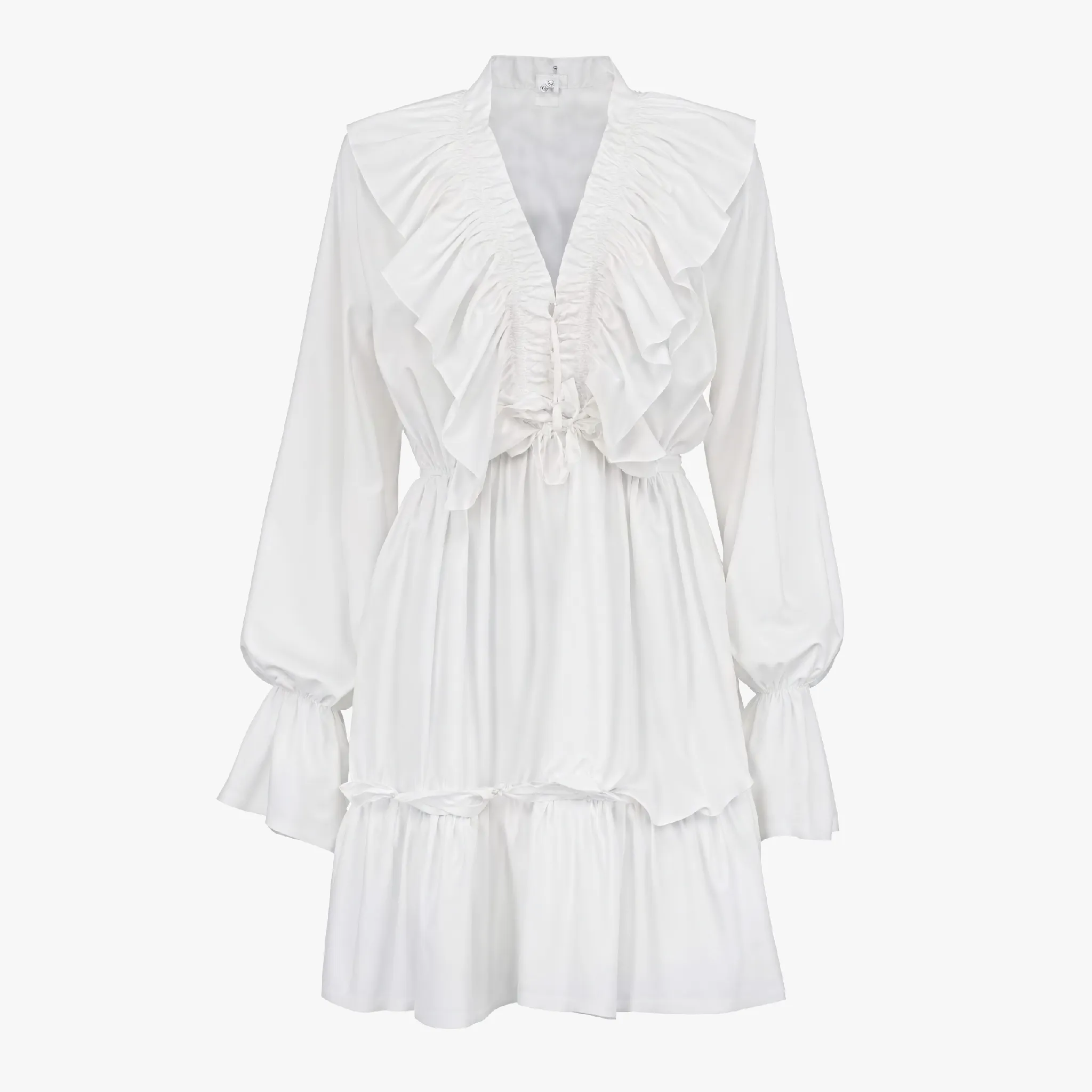 Ruffled Mini Dress with Billowy Sleeves