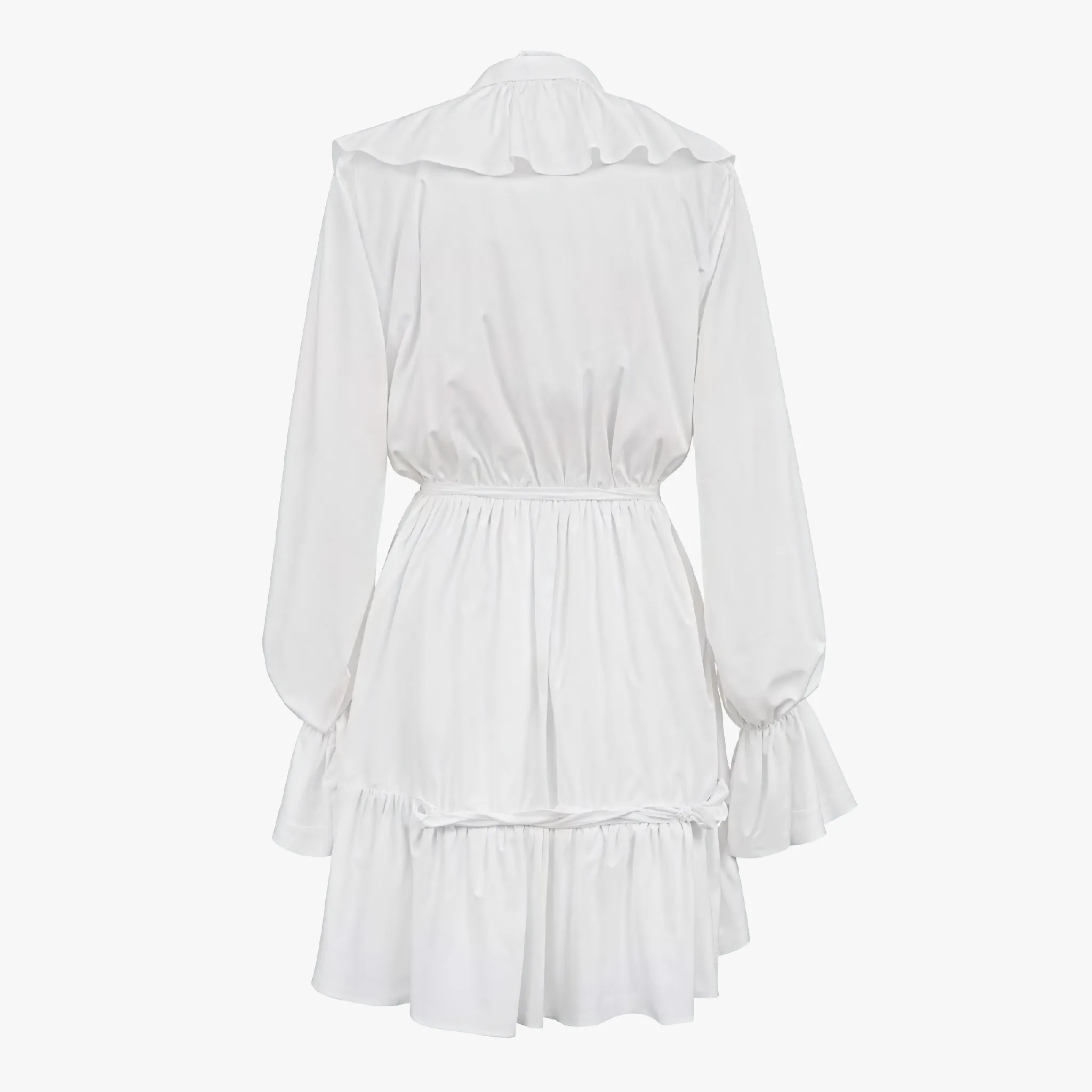 Ruffled Mini Dress with Billowy Sleeves