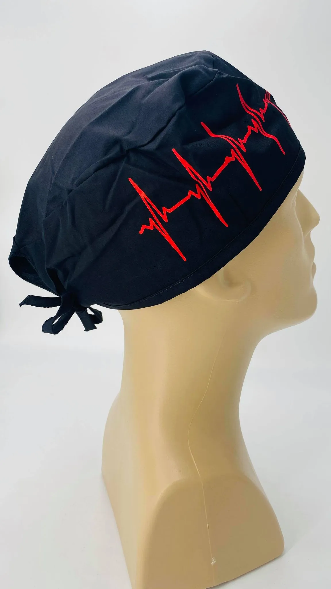Scrub Cap Medical Surgeon Head Cover Surgical Hat Nurse Nursing Operating Room, EKG Heartbeat