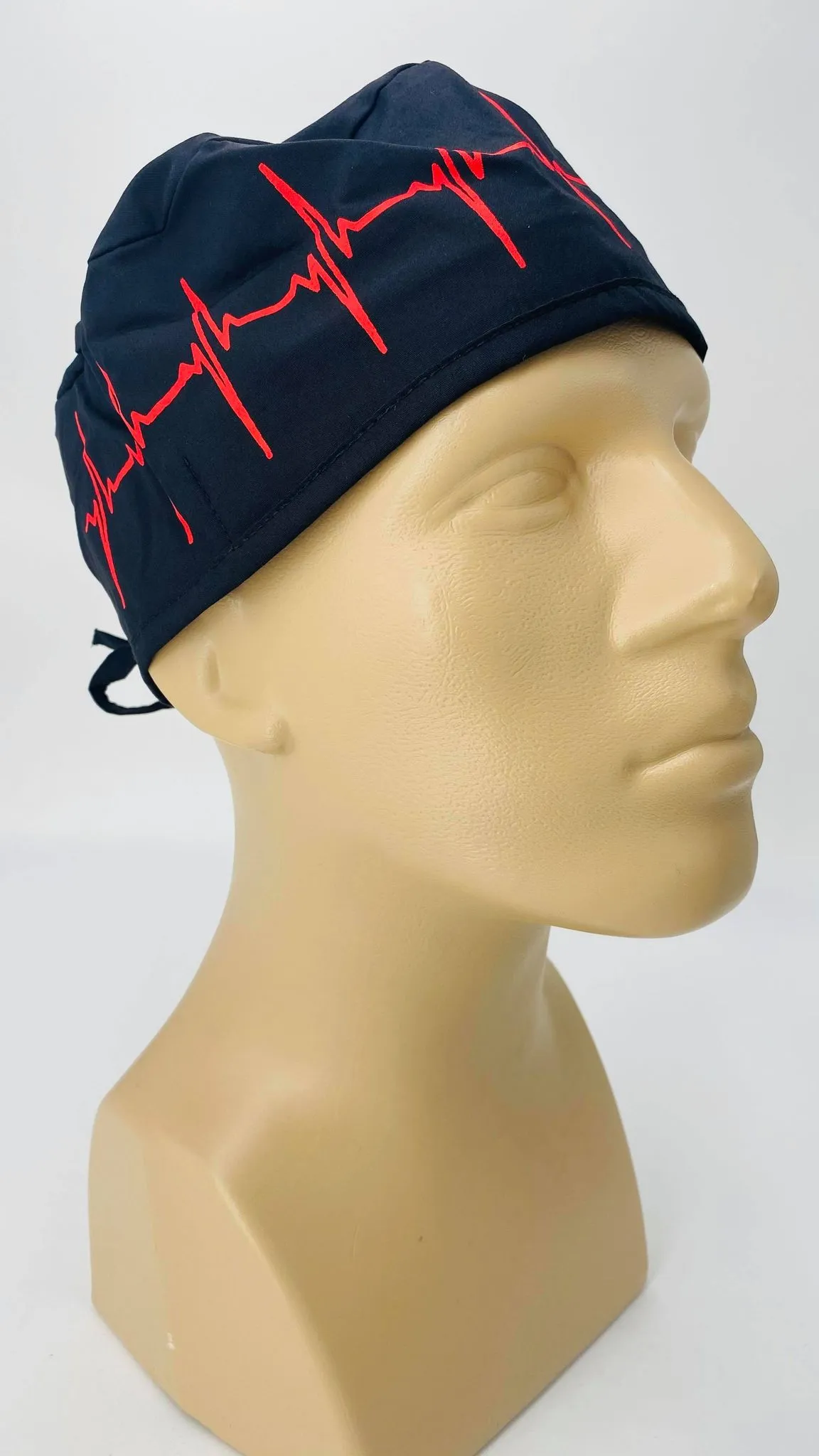 Scrub Cap Medical Surgeon Head Cover Surgical Hat Nurse Nursing Operating Room, EKG Heartbeat