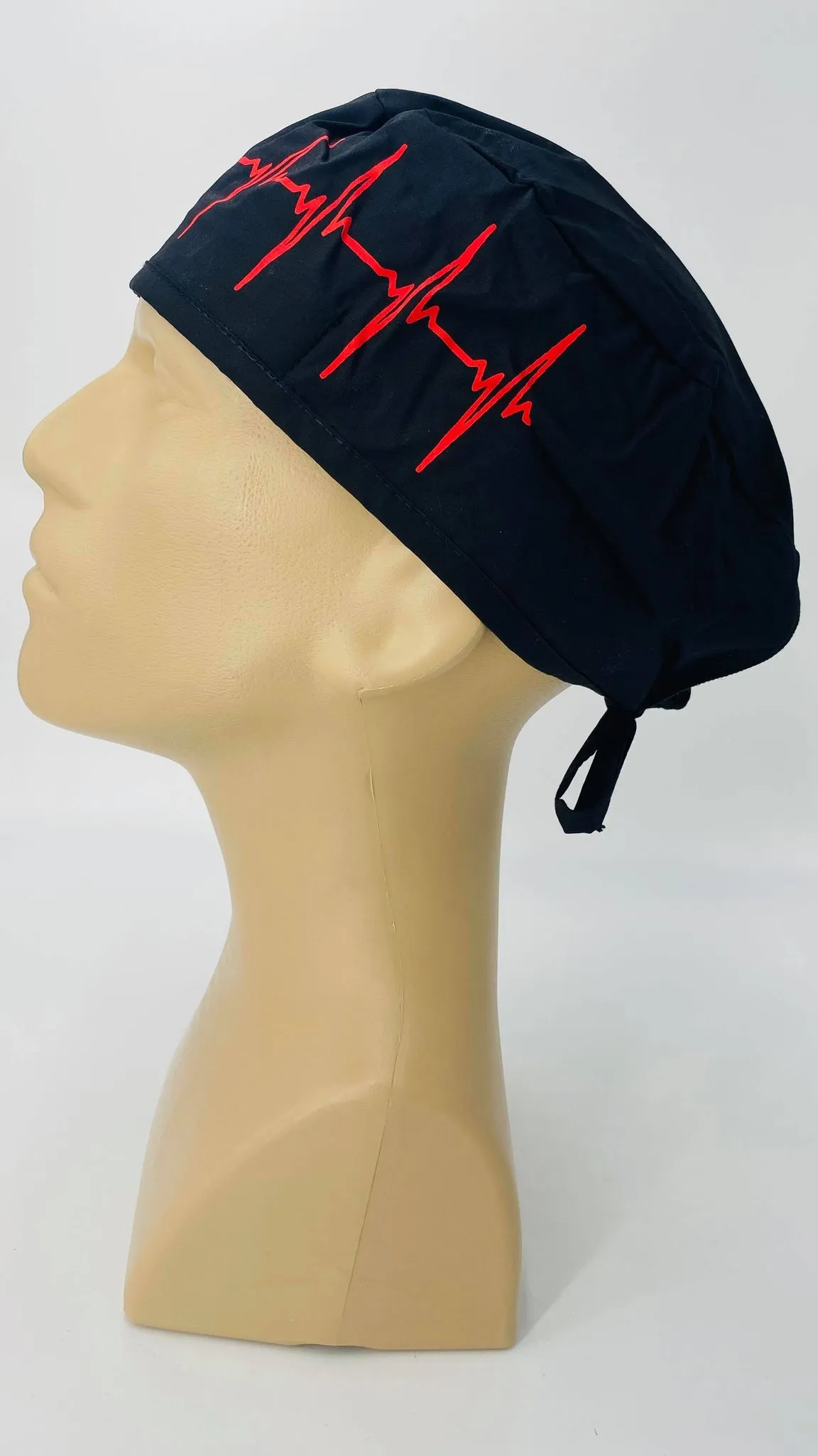 Scrub Cap Medical Surgeon Head Cover Surgical Hat Nurse Nursing Operating Room, EKG Heartbeat