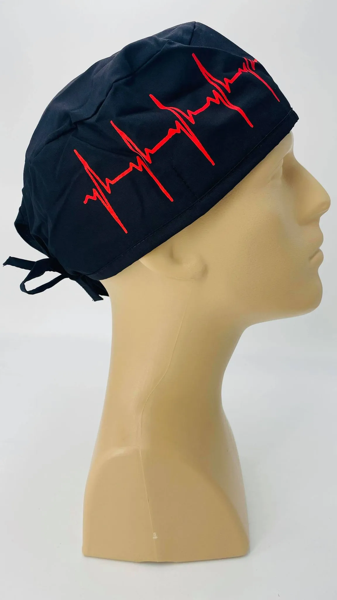 Scrub Cap Medical Surgeon Head Cover Surgical Hat Nurse Nursing Operating Room, EKG Heartbeat