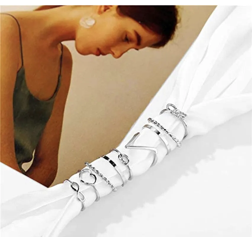 Silver Plated 9 Piece Love Infinity Ring Set