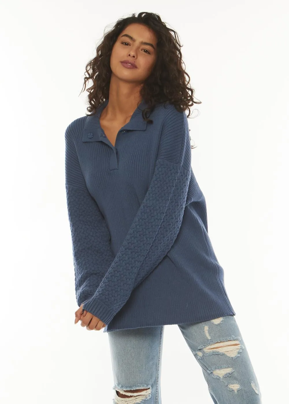 Sisstrevolution Flint Ls Sweater - blue fog