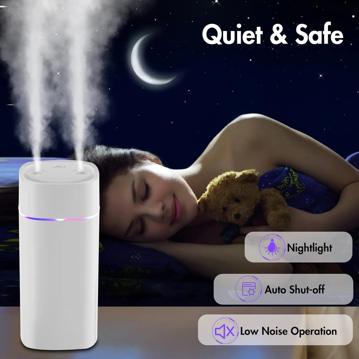 Small Humidifiers For Bedroom, 600ml Quiet Cool Mist Humidifiers For Home Indoor